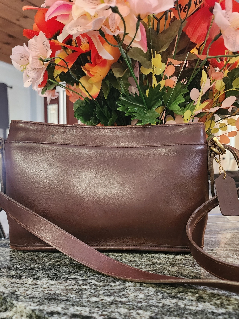 Coach Vintage Equestrian Slim Brown Leather Crossbody Bag